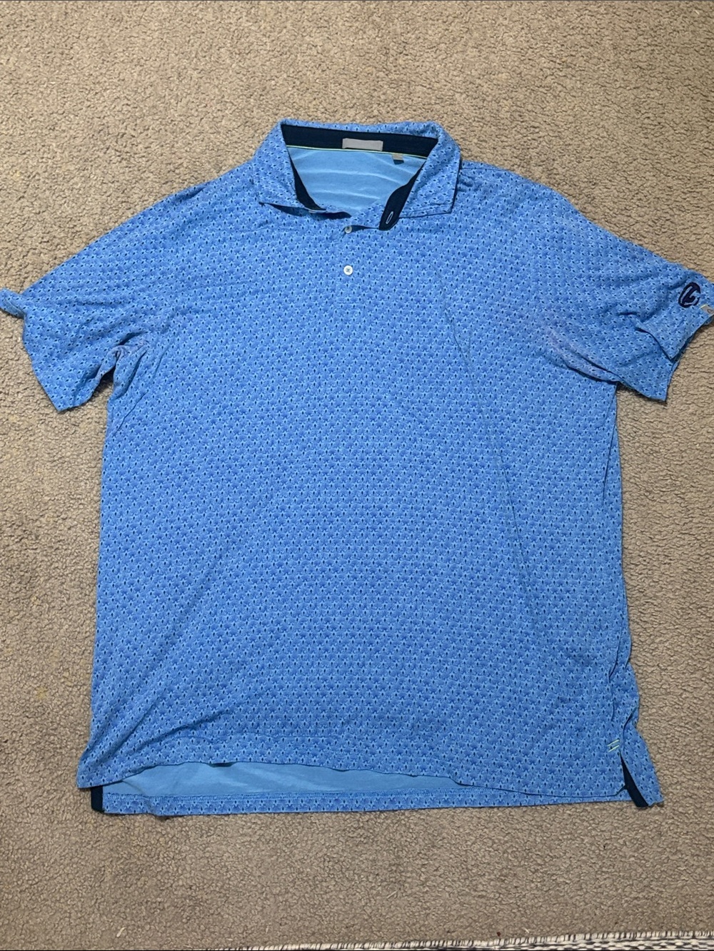 Men's Light Blue Performance Polo - Short Sleeve
